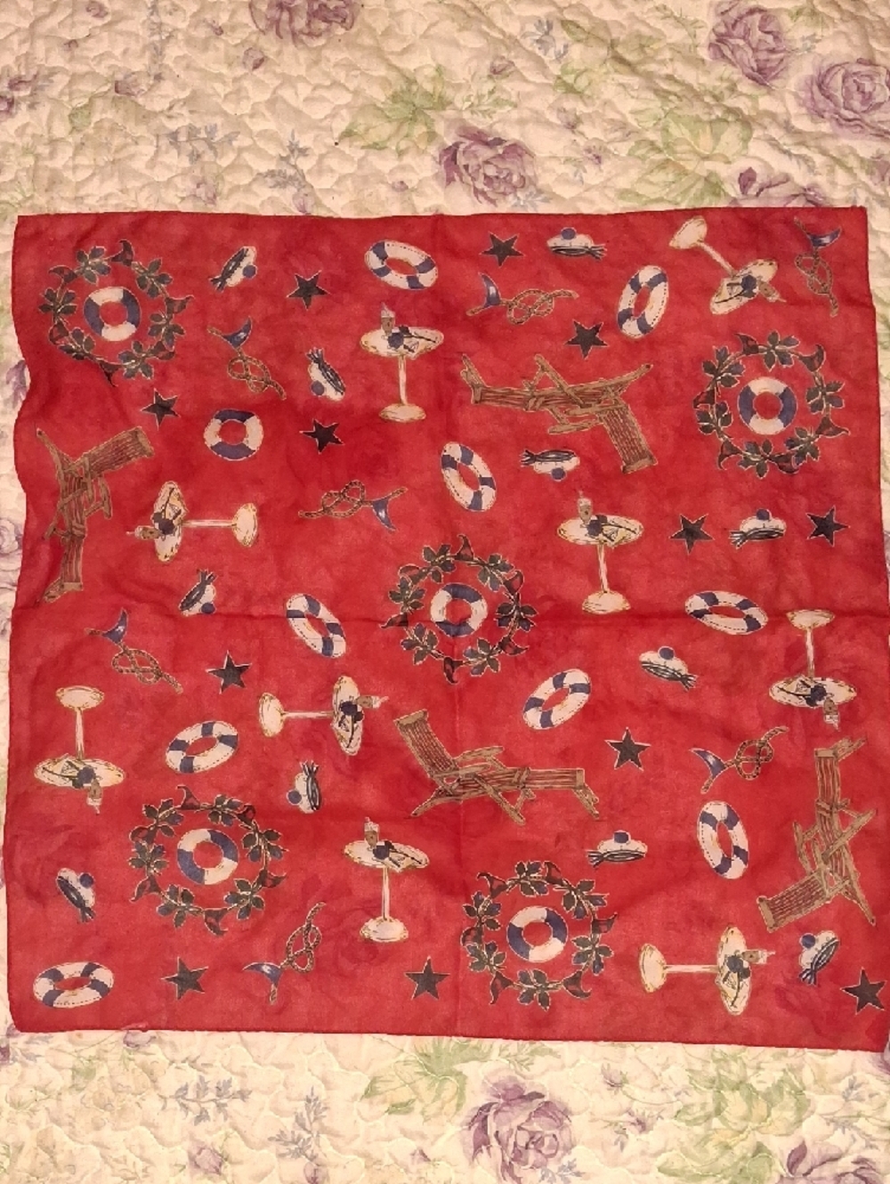 Nautical Print Scarf Duo - Red and Blue - Picture 3 of 9